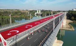 Adana'da 1699 metre uzunluğundaki dev Türk Bayrağı altında kutlama 