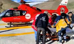 Helikopter ambulans ayağı kırık hasta için havalandı    