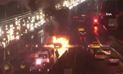15 Temmuz Şehitler Köprüsü’nde araç alev alev yandı   