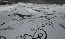 Ankara’da kar altında kalan menderesler havadan görüntülendi   