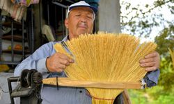 Balıkesirli Ali Usta 44 yıldır yetiştirdiği otlardan el süpürgesi üretiyor