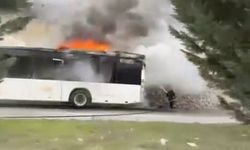 Test sürüşündeki otobüs alev alev yandı 