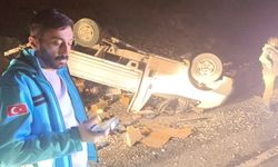 Hakkari'de lastiği patlayan kamyonet kaza yaptı: 2 hafif yaralı 