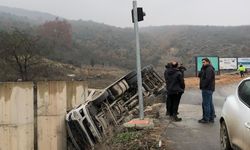 Devrilen talaş yüklü TIR’ın şoförü yaralandı